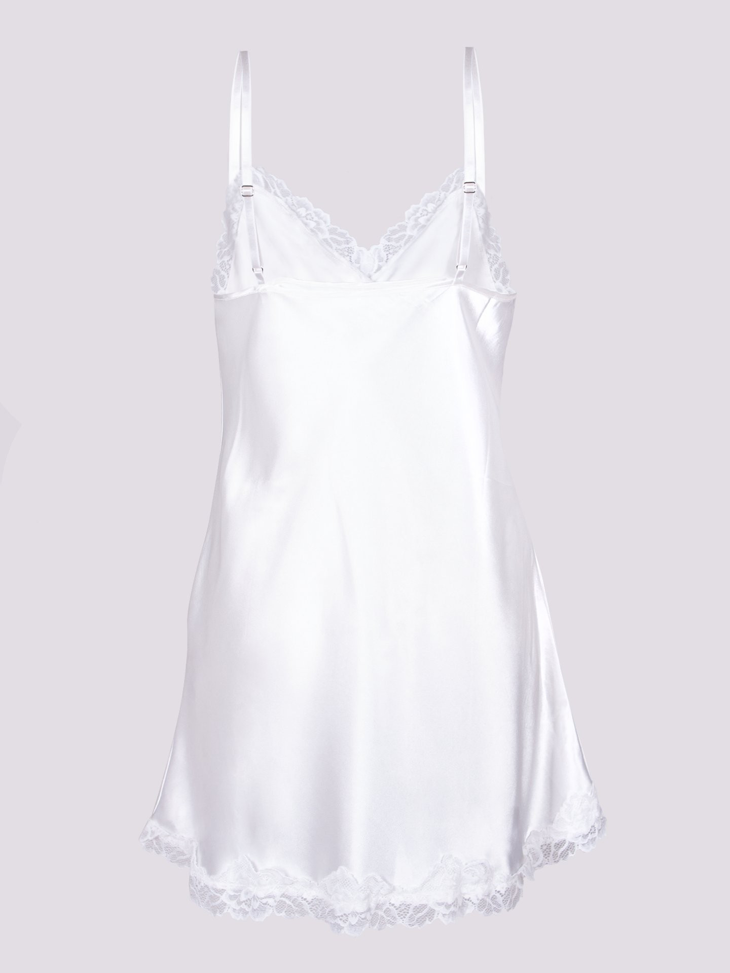 Yoclub Dámská saténová noční košile PIS-0012K-3400 White L
