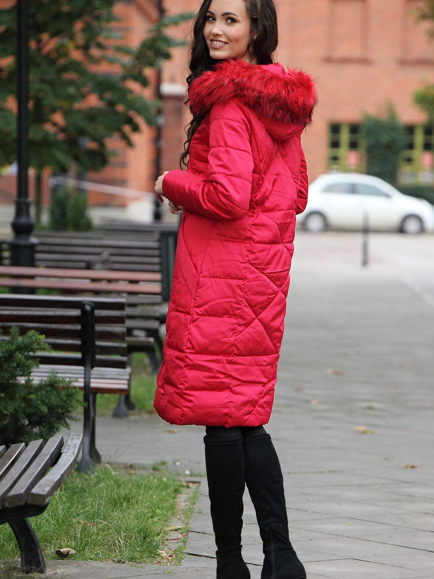 Dámský kabát BLH818025F Červený - PERSO XL