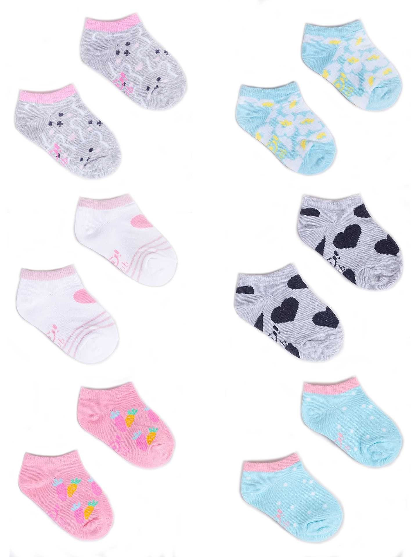 Yoclub Dívčí kotníkové bavlněné ponožky Vzory Barvy 6-Pack SKS-0008G-AA00-003 Multicolour Velikost: 27-30