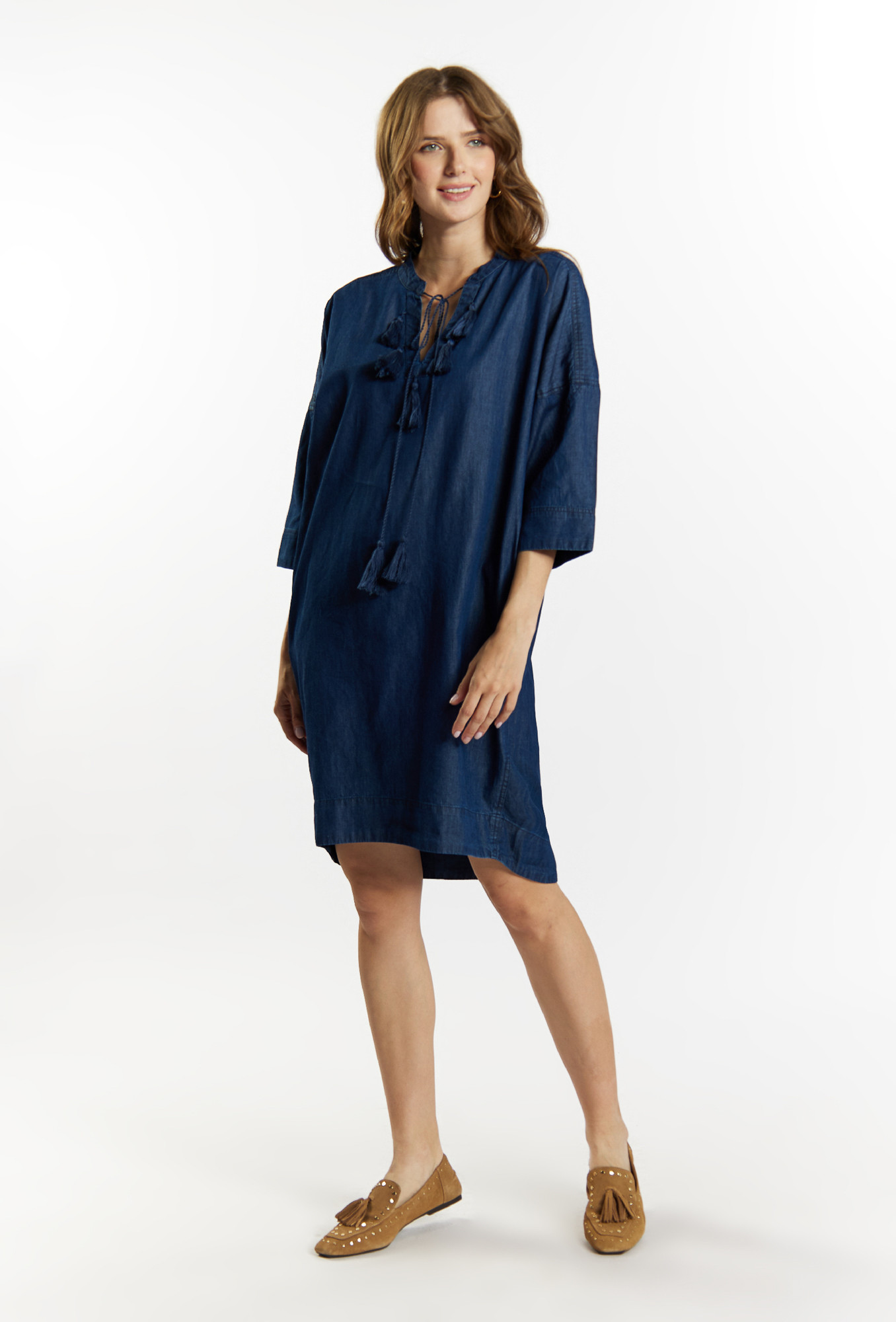 Monnari Šaty Džínové šaty s kapsami Námořnická modř L/XL