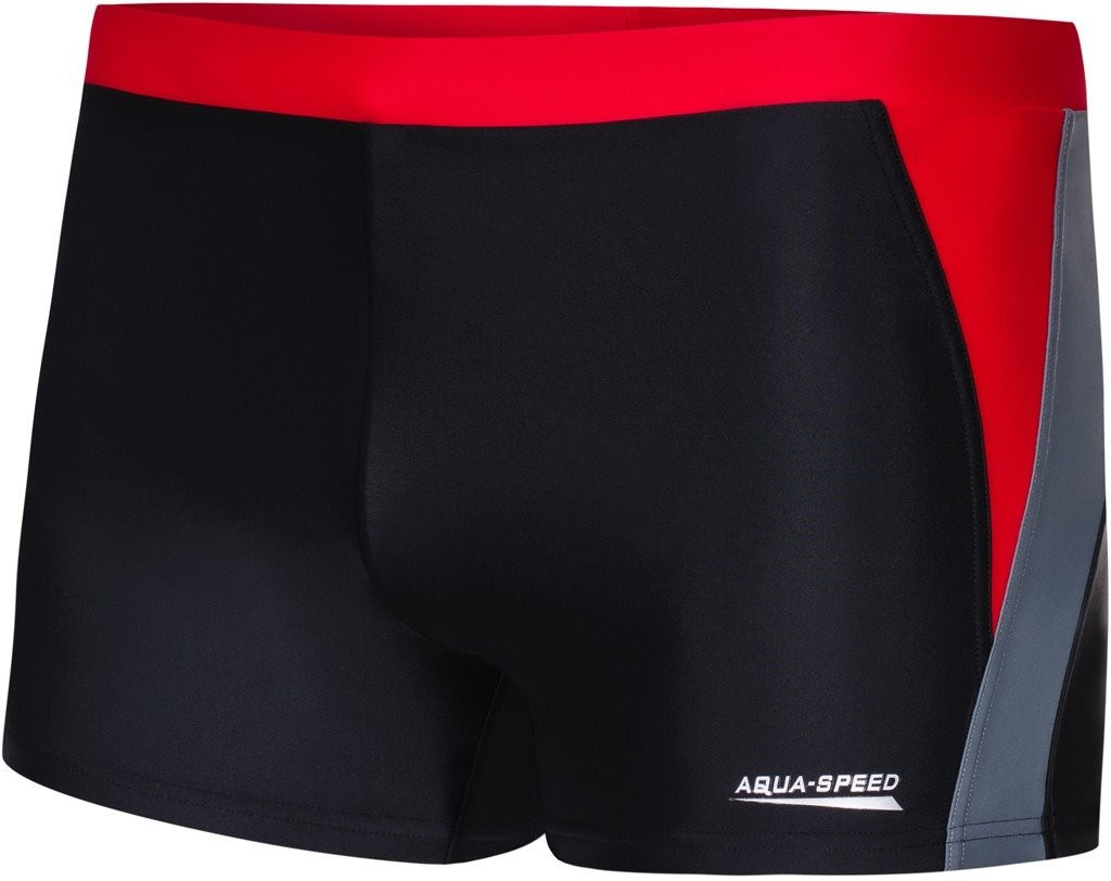 AQUA SPEED Plavecké šortky Dario Black/Red/Grey Pattern 16 XL