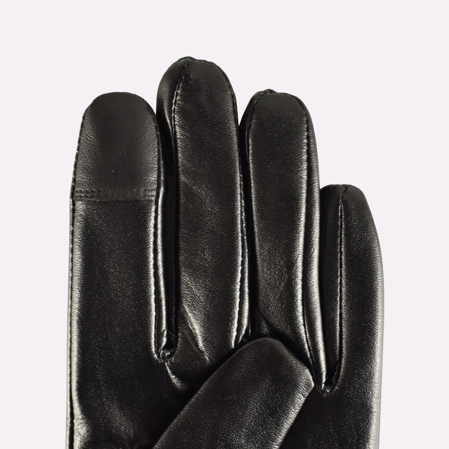 Semiline Dámské kožené antibakteriální rukavice P8205-0 Black L