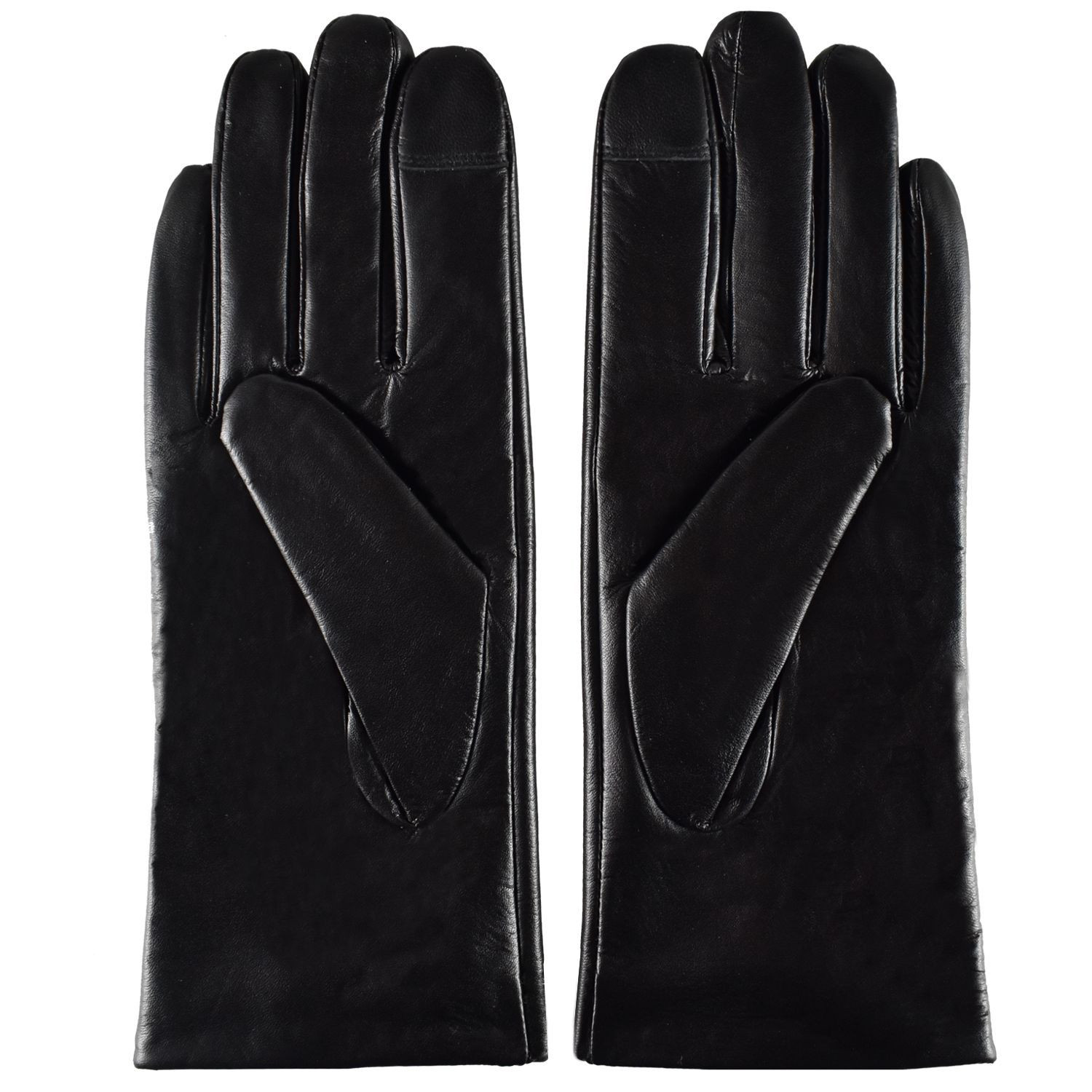 Semiline Dámské kožené antibakteriální rukavice P8206 Black L