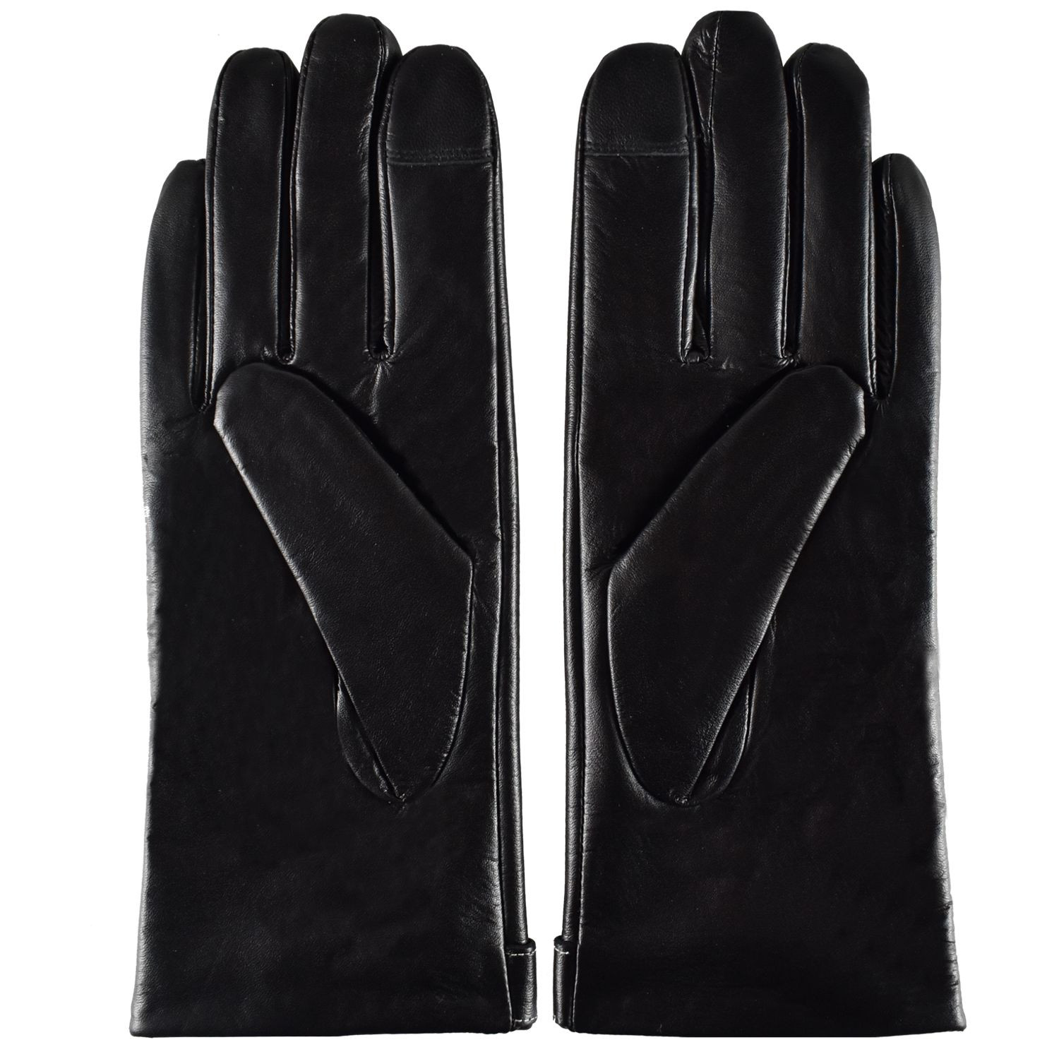 Semiline Dámské kožené antibakteriální rukavice P8210 Black L
