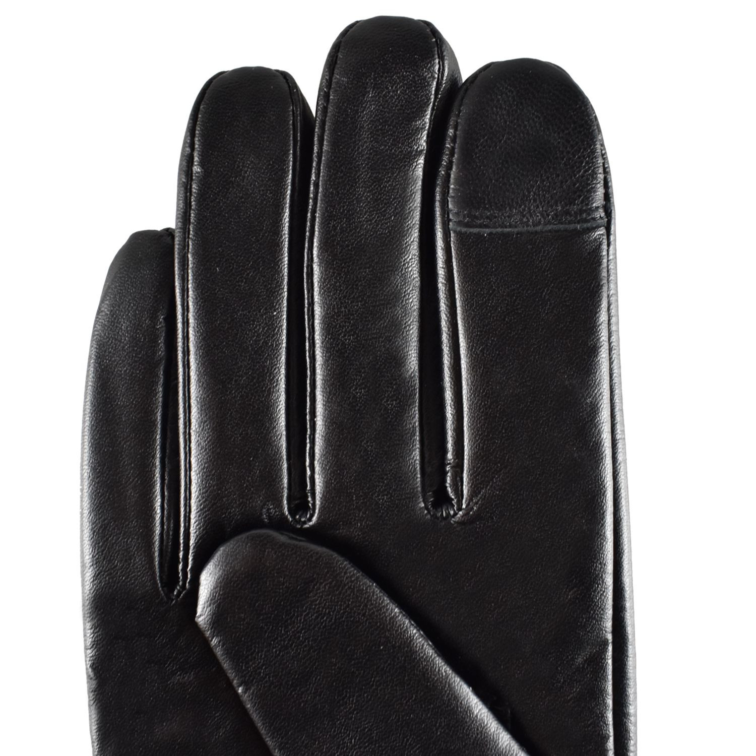 Semiline Dámské kožené antibakteriální rukavice P8211 Black L