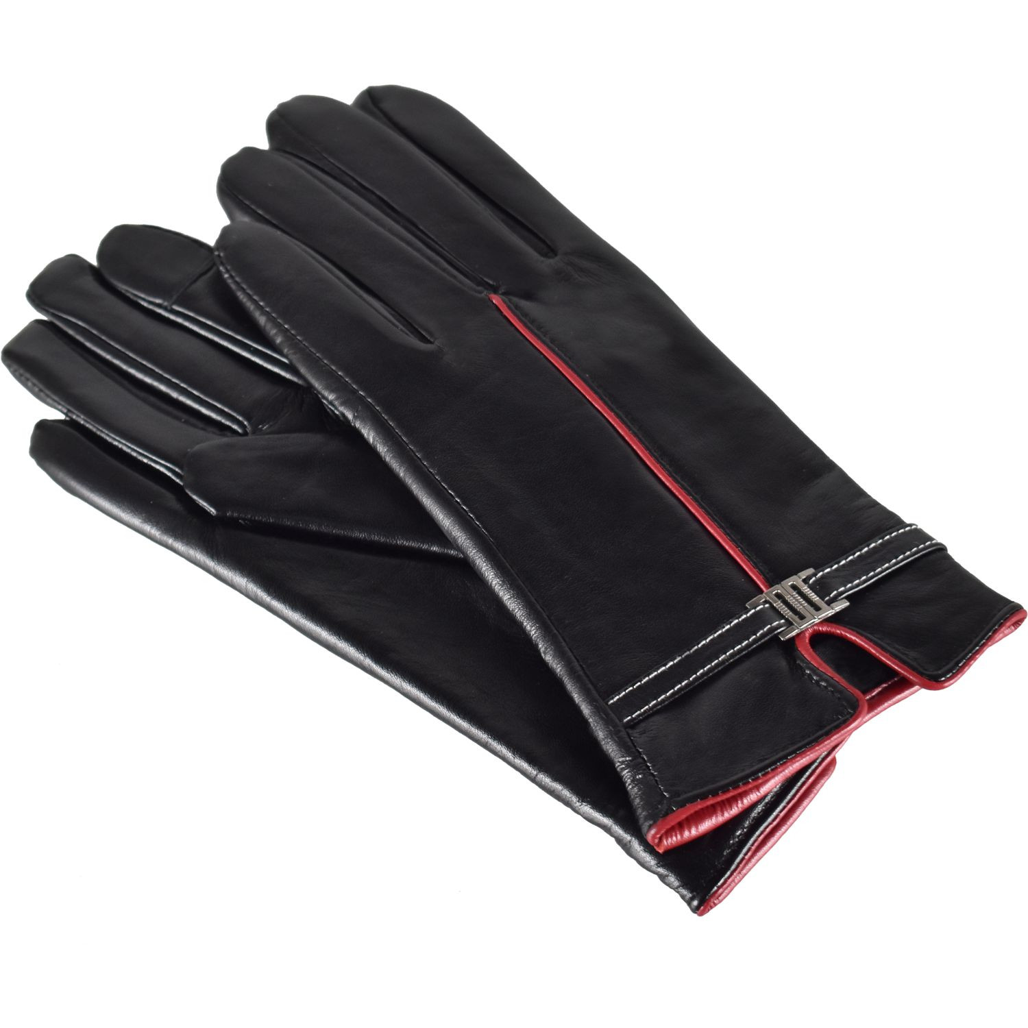 Levně Dámské kožené antibakteriální rukavice model 16627277 Black M - Semiline