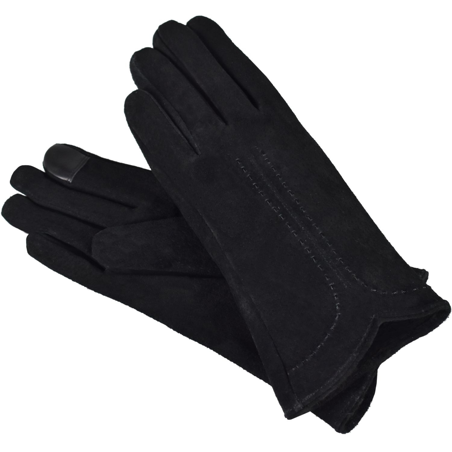 Semiline Dámské semišové antibakteriální rukavice P8215 Black L