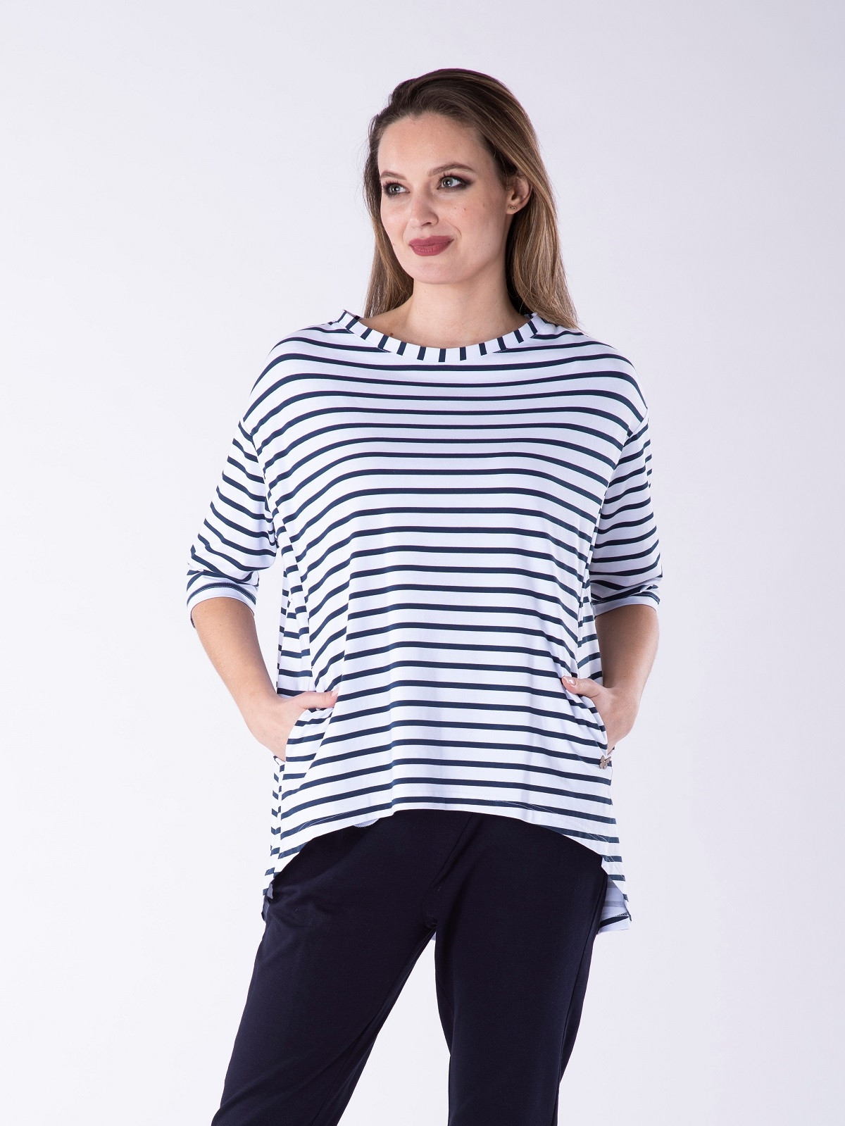 Look Made With Love Blouse 32 Portofino Navy Blue/White S / M