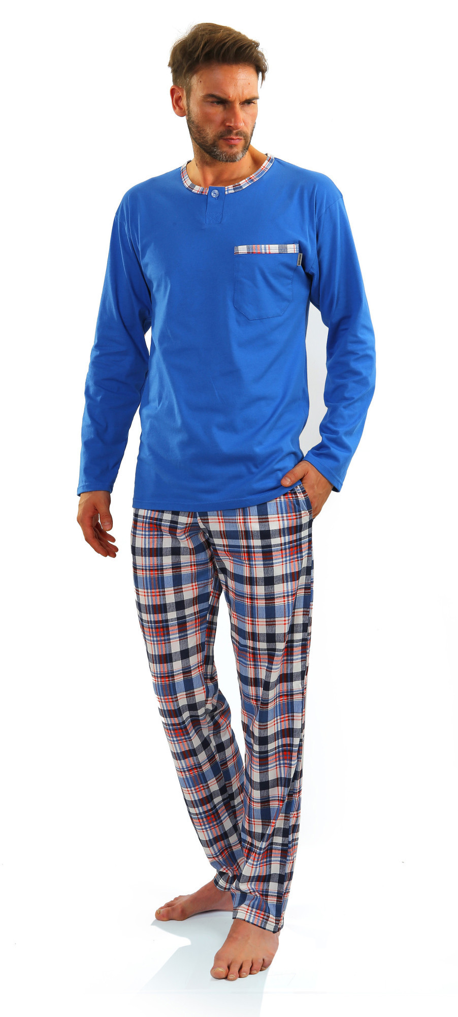 Sesto Senso Pánské pyžamo dlouhé Jasiek 2243/09 modrá XL
