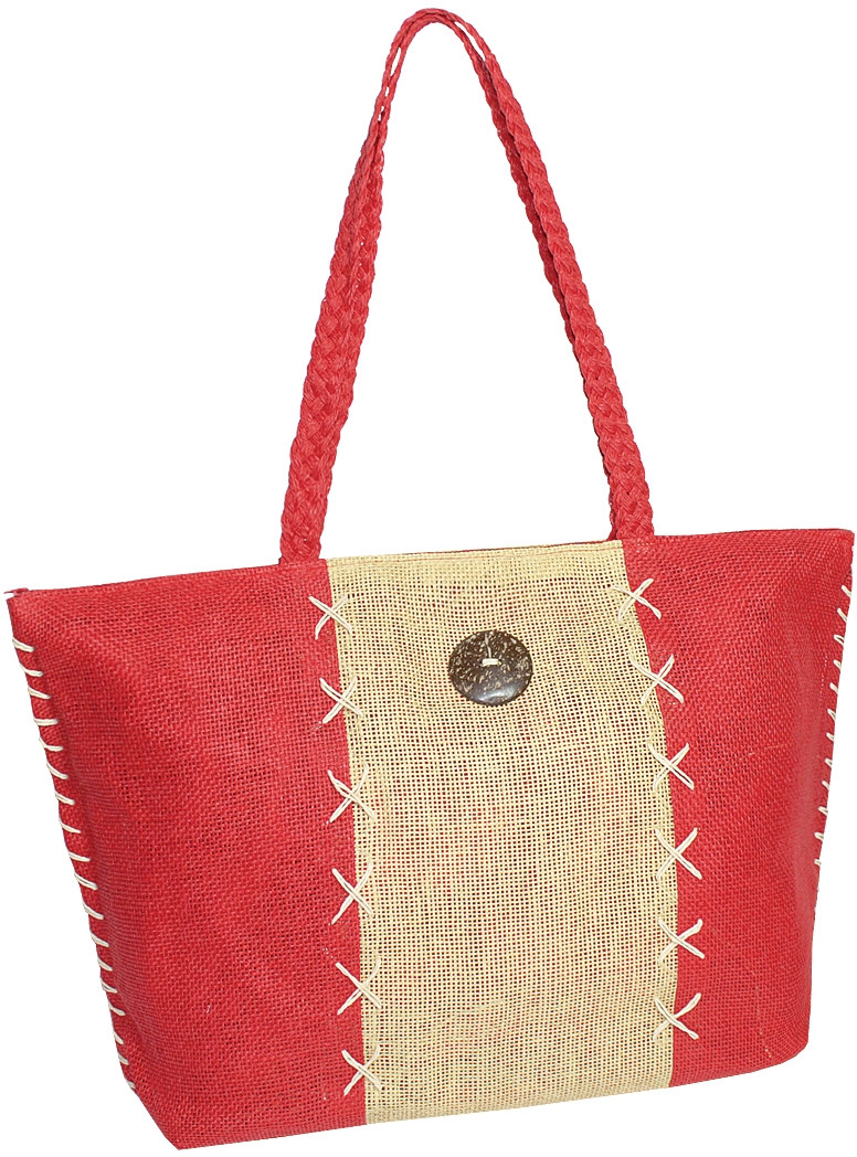 Plážová taška Semiline 1485-5 Red/Ecru 37 cm x 54 cm x 15 cm