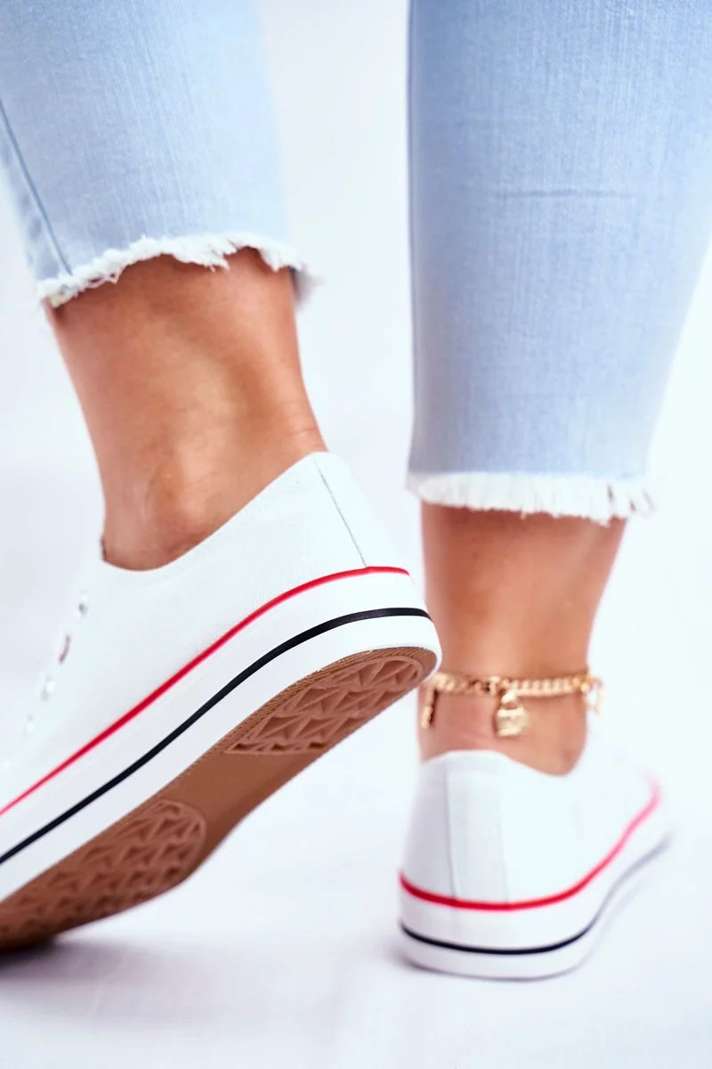 Dámské Klasické Tenisky Bílé S červeným Lemováním Ecoma 36