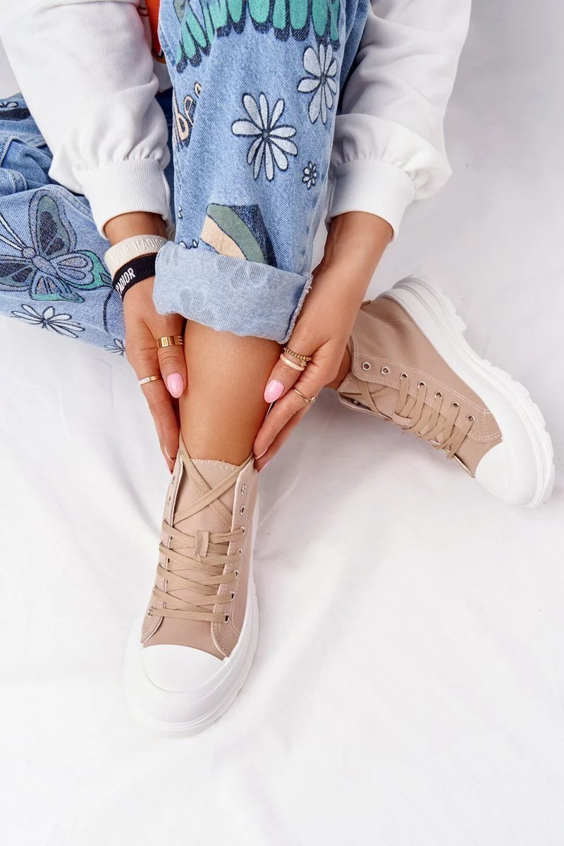 Dámské Vysoké Tenisky Na Velké Podrážce Světle Hnědá Trissy 39