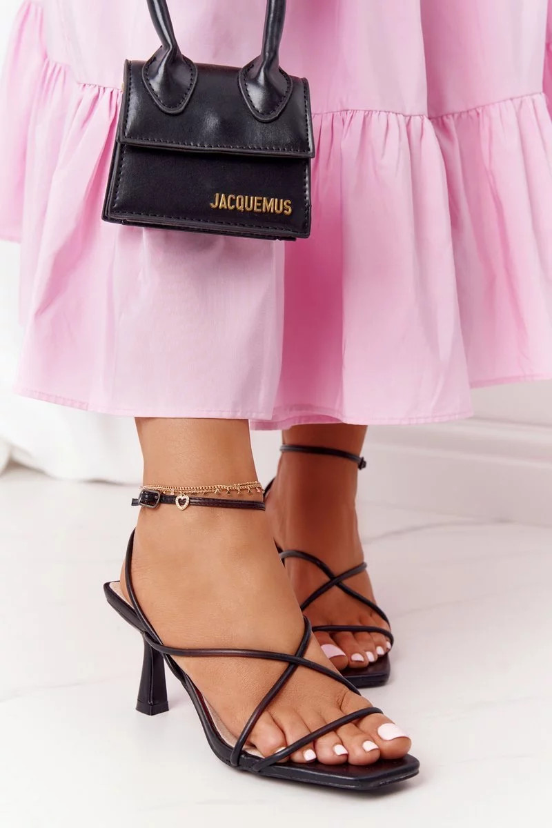 Sandály Na Podpatku Se čtvercovou špičkou S.Barski C420-11 Černé 38