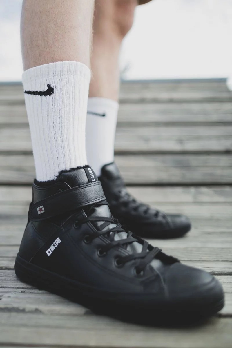 Pánske zateplené tenisky na vysokom podpätku Big Star - čierne 40