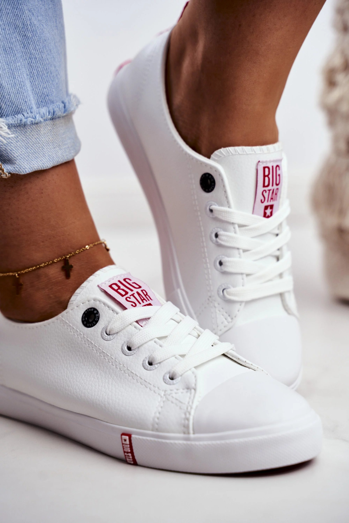 Dámské klasické tenisky Big Star - bílé/červené 39