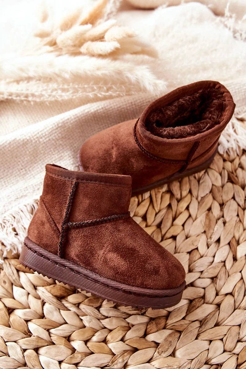 Dětské Teplé Sněhule Semišové Hnědé Gooby 28