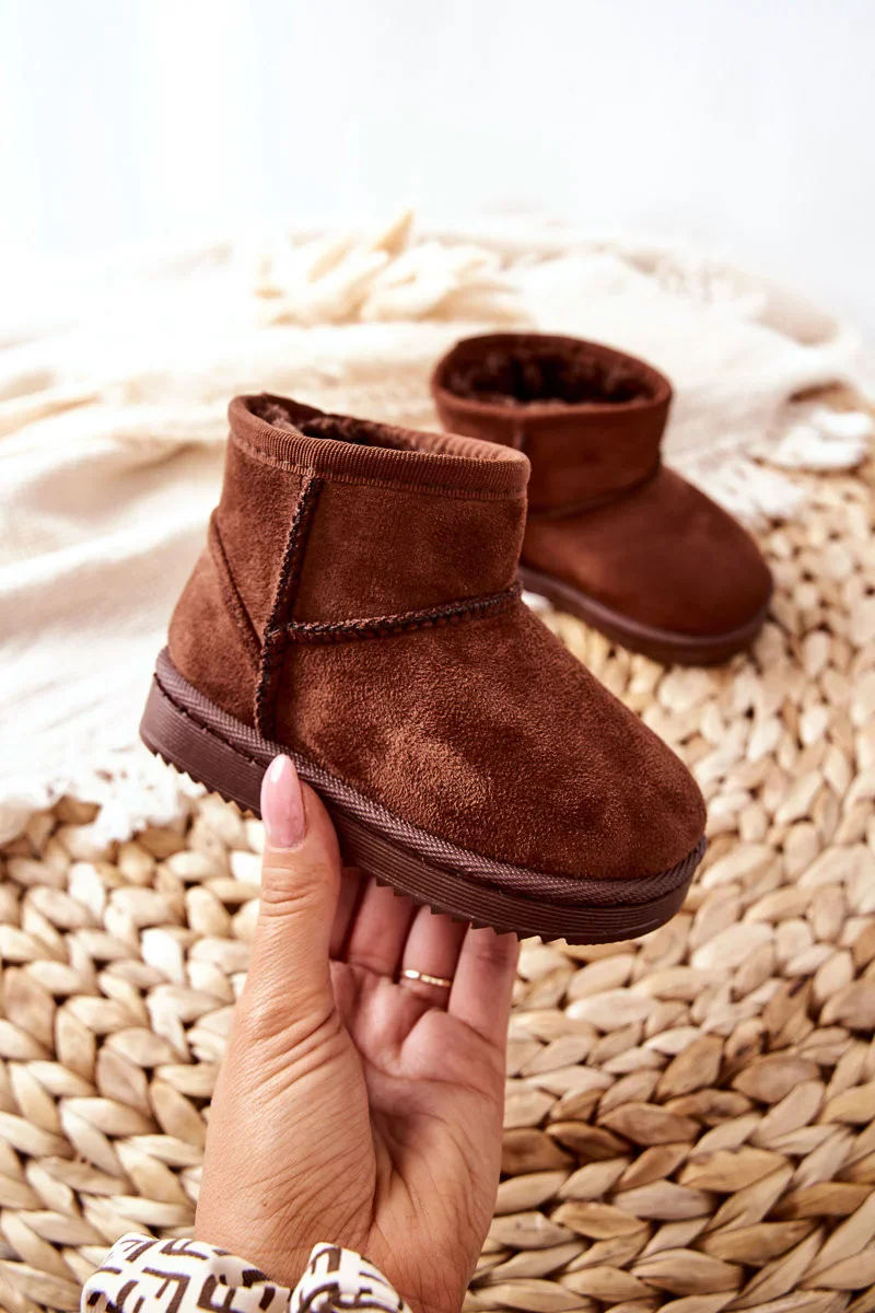 Dětské Teplé Sněhule Semišové Hnědé Gooby 28