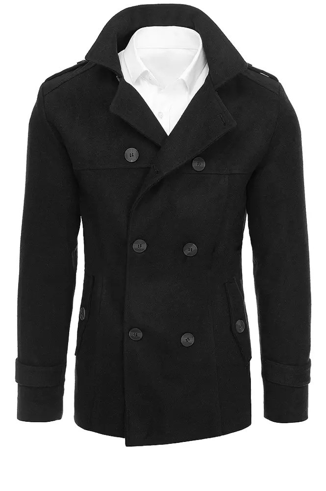 Pánský dvouřadý černý kabát Dstreet CX0423 Velikost: XL