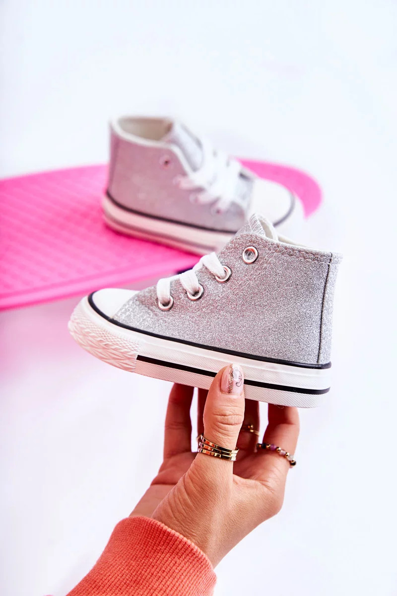 Detské vysoké tenisky strieborné Catrina 22