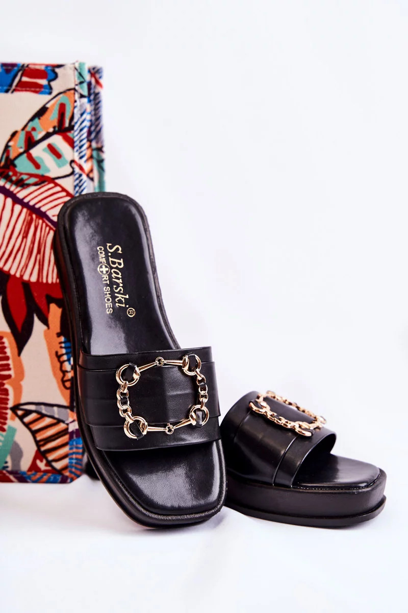 Dámské módní kožené pantofle Černá Adaline 38