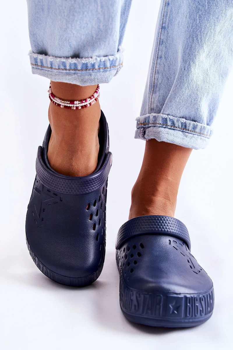 Dámské světlé pantofle Kroks Big Star II275002 námořnická modrá 36