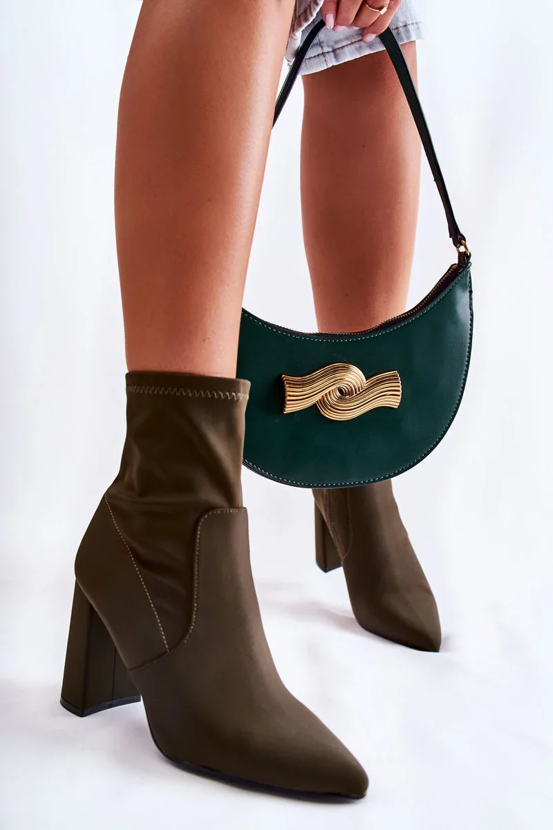 Dámské Materiál Boty Na Podpatku Khaki Amile 39