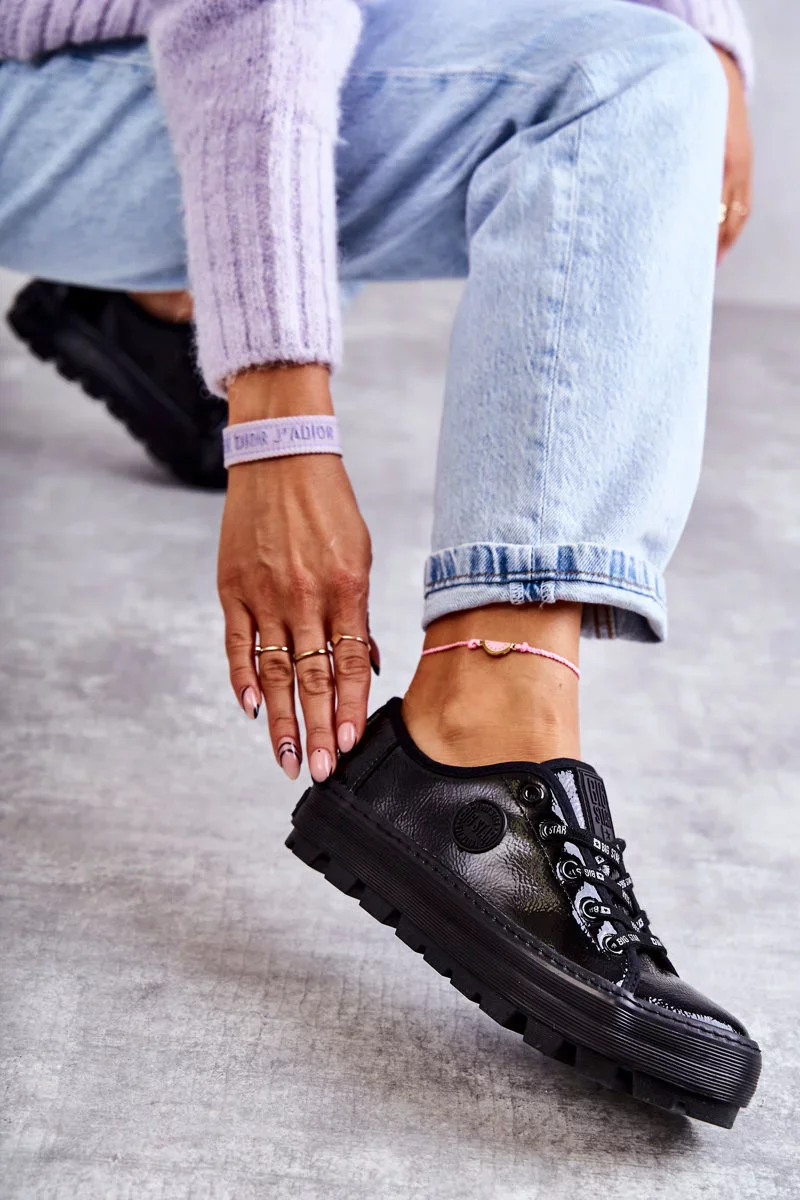 Módní lakované tenisky Big Star KK274044 Černá 36