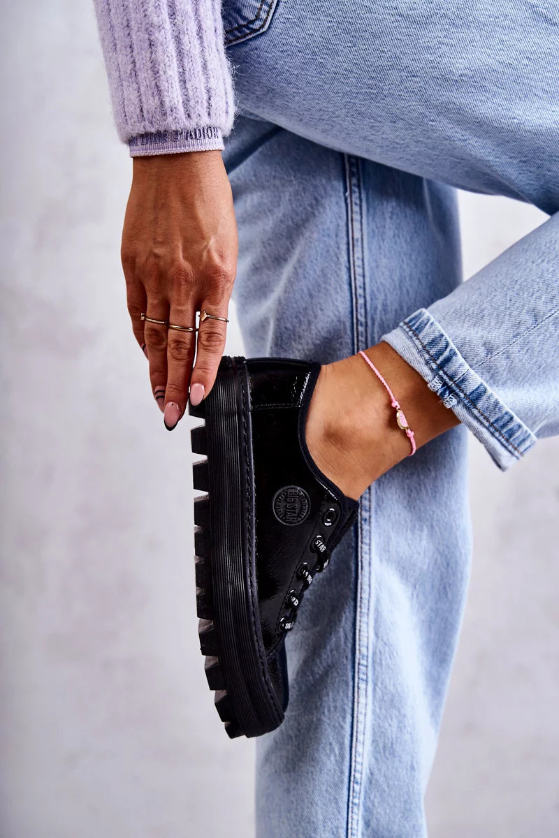 Módní lakované tenisky Big Star KK274044 Černá 37