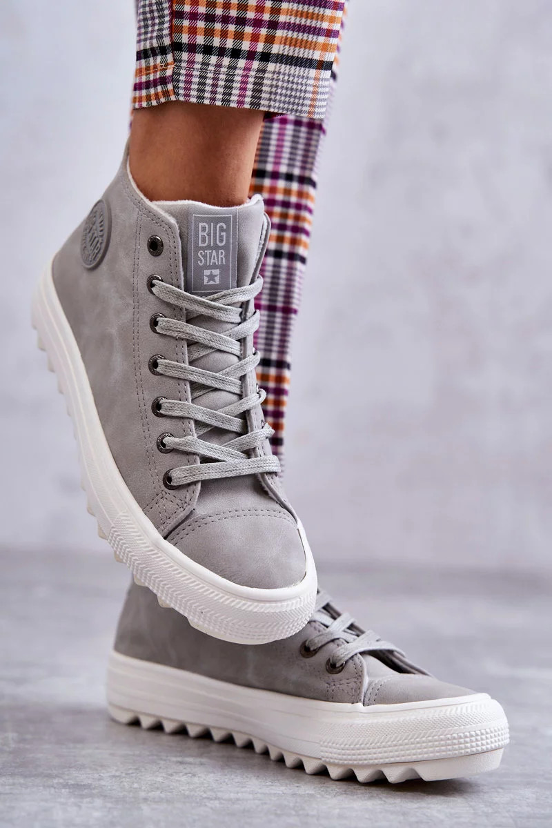 Dámské Tenisky Big Star Vysoké Zateplené Šedé EE274114 38