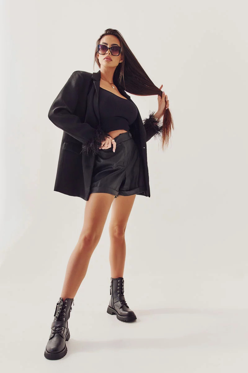 Kožené Boty Na Plochých Podpatcích Černe Marlis 37