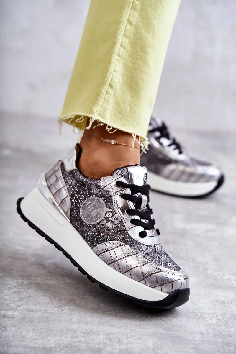 Dámská sportovní obuv na klínku GOE KK2N4083 stříbrne 37