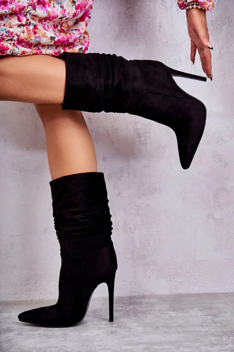 Dámske mačkané čižmy Čierne Laguna 41