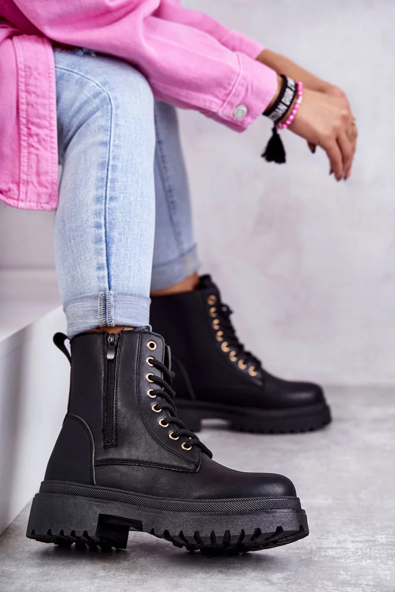 Dámske zateplené kožené čižmy light black Dorchen 38