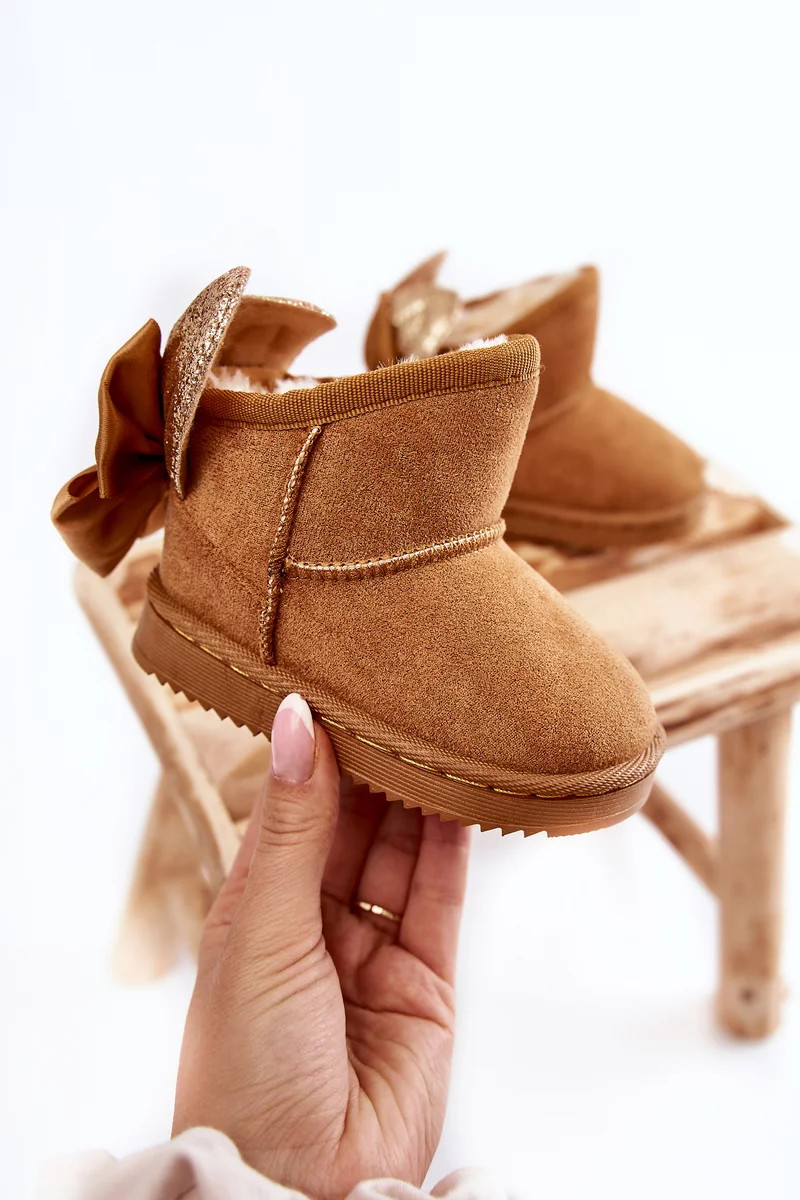 Dívčí teplé sněhule s mašlemi Velbloud Meriva 30