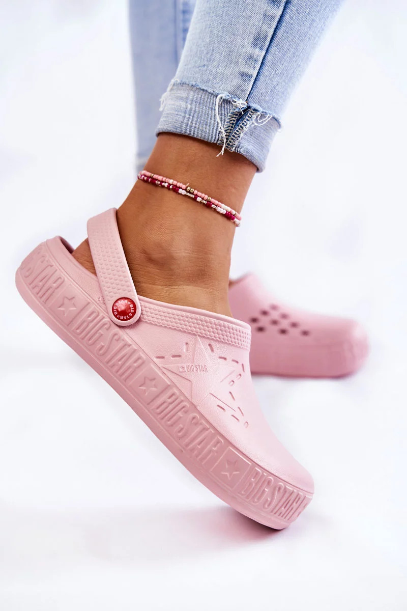 Dámské světlé pantofle Kroks Big Star II275008 Růžové 36