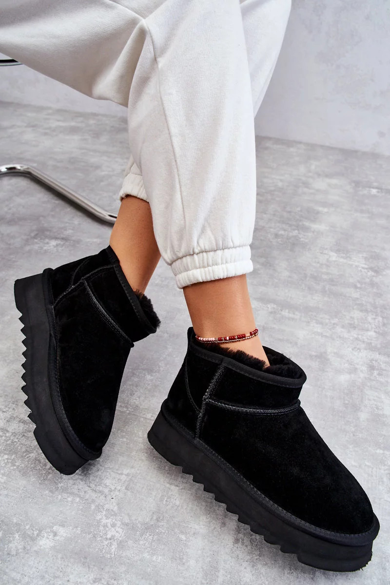 Módne semišové nízke snežnice Black Nucca 37