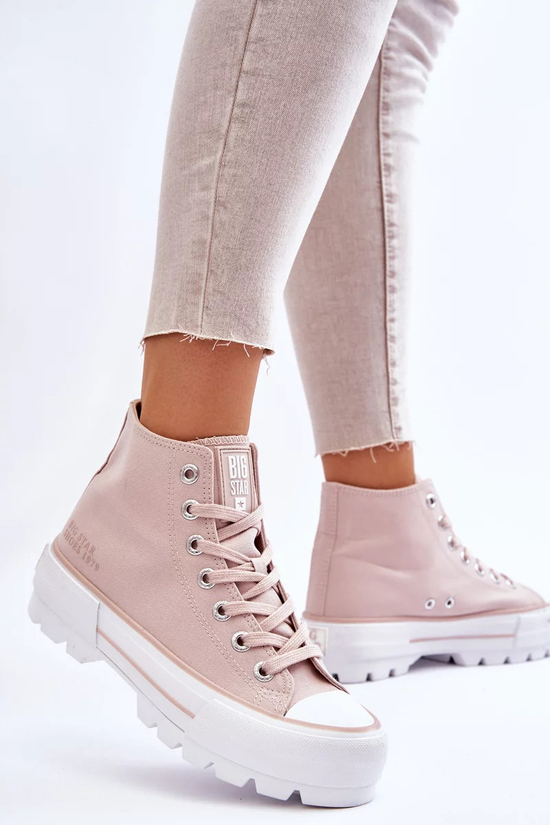 Vysoký Látkové tenisky na platformě Big Star LL274157 Nude 40