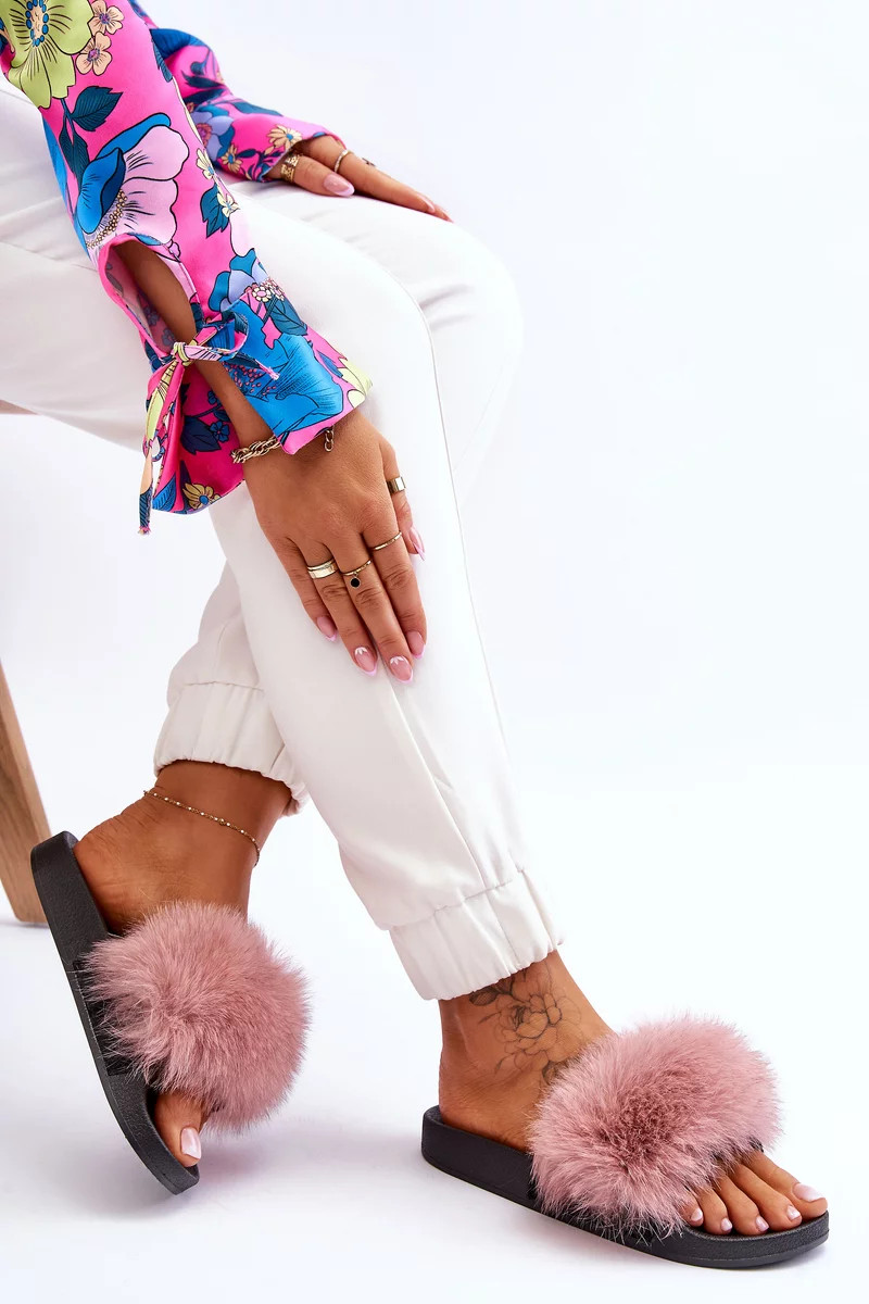 Dámske gumové papuče s kožušinou Pink Lucrece 38 Dámske gumové papuče s kožušinou Pink Lucrece 38