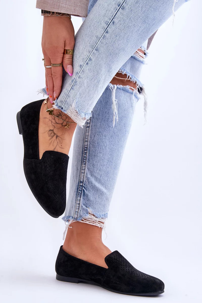 Semišové pohodlné mokasíny Black Giovana 36