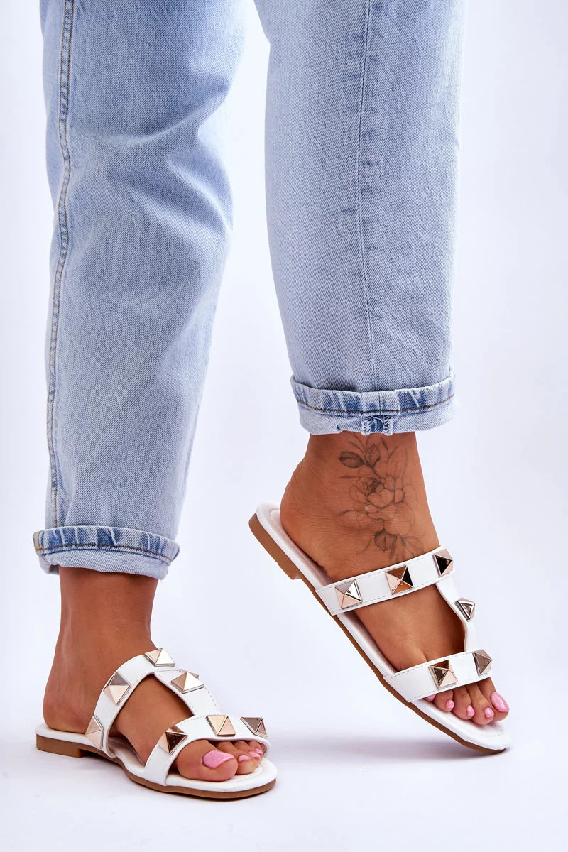 Dámské pantofle s velkými cvočky Bíle Mercure 37