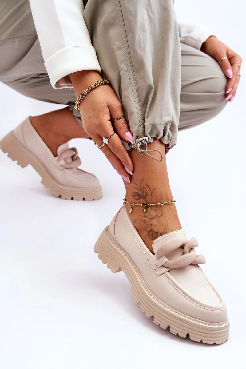 Kožené mokasínové boty Big Star  Béžová Velikost: 39