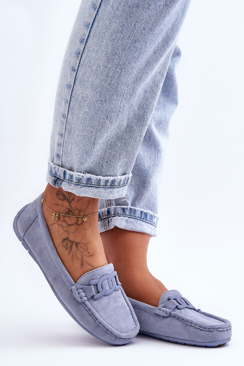 Dámske módne semišové mokasíny modré Rabell 40