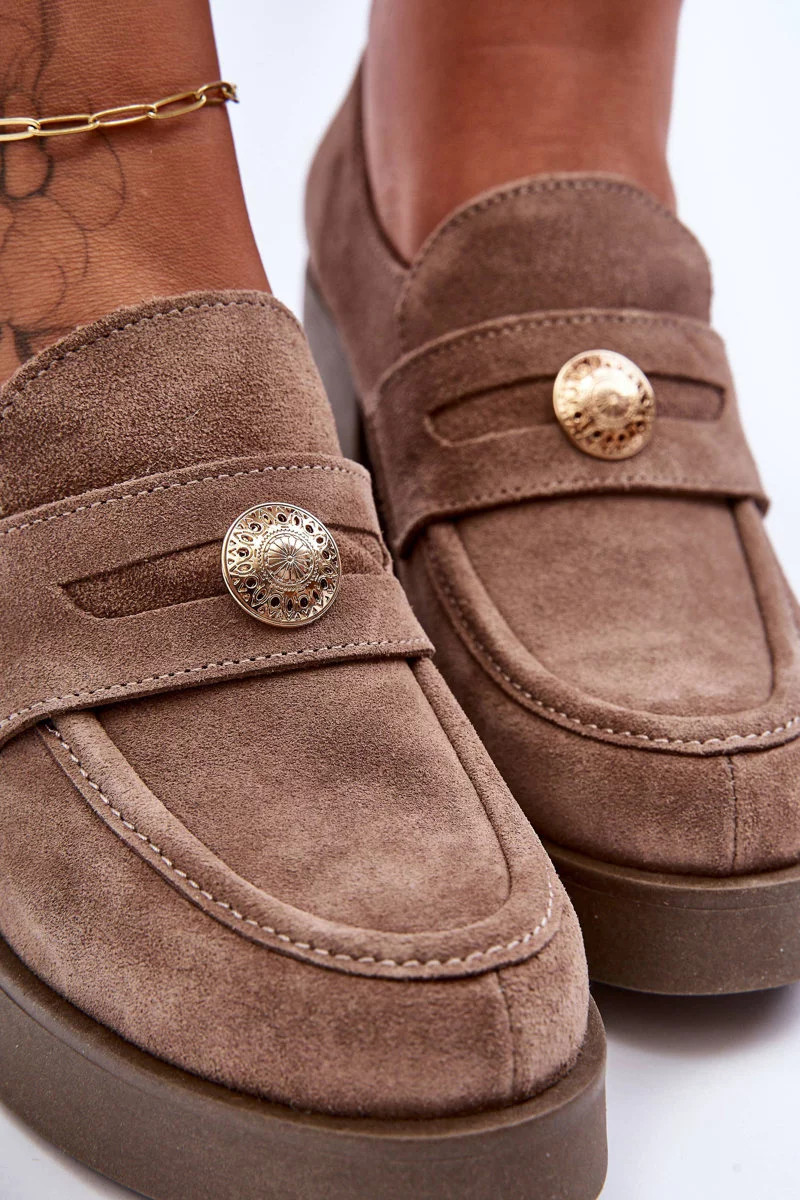 Dámské Zamszové Polobotky Na Sloupku Bežové Dunadia 39