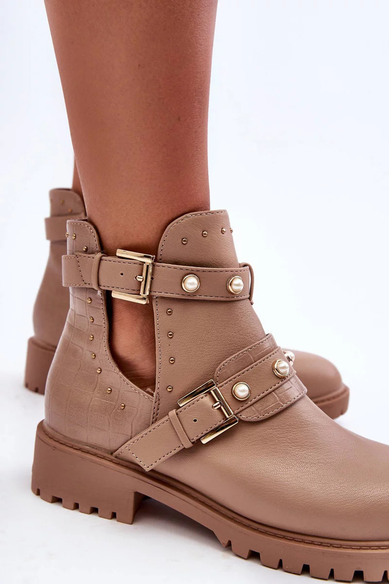 Dámské Trapery Botky s Perlami Bežová Klarisa 39