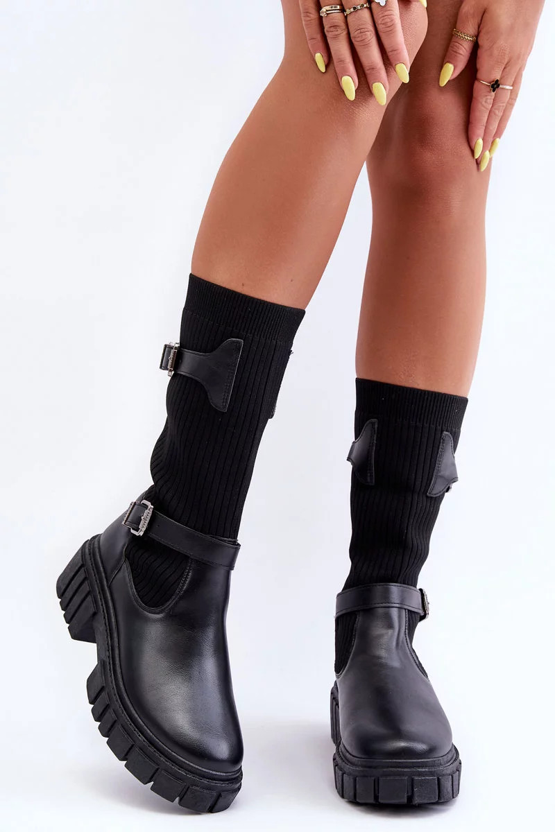 Dámské kotníkové boty s punčochou černé Abroze 39