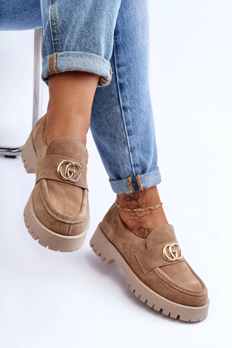 Dámské semišové polobotky s ozdobou Bežové Rosefalls 39