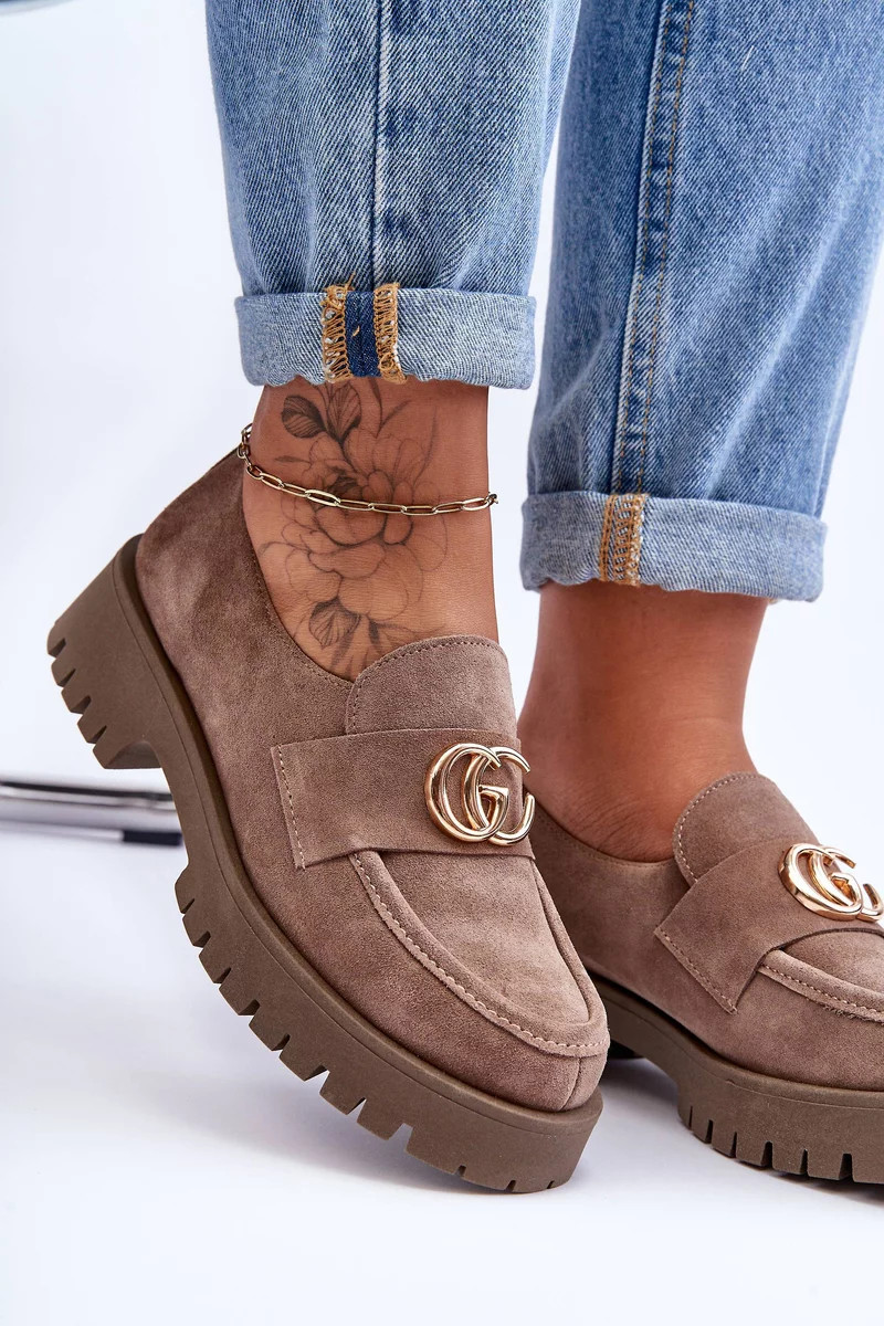 Dámské semišové polobotky s ozdobou tmavě béžová Rosefalls 39