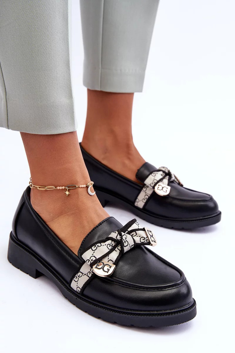 Kožené Dámské Polobotky Mokasíny Černé SBarski HY330 41