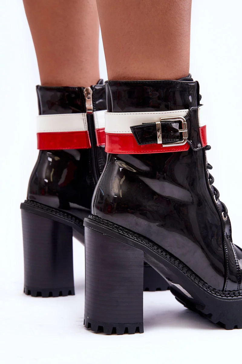 Masivní Kůže Boty Na Sloupku Černé Adrijana 40