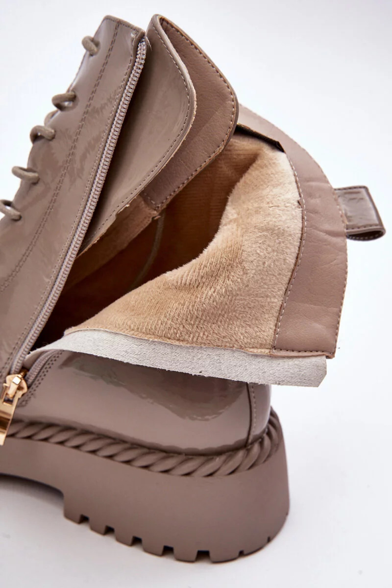 Dámské patentované kotníkové boty s ozdobou, béžová S.Barski Velikost: 38